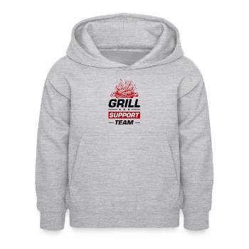 Grill Support Team Grillen Spruch - Kinder Hoodie - Hellgrau meliert - Vorne - AI Model Kid Female (0cm)