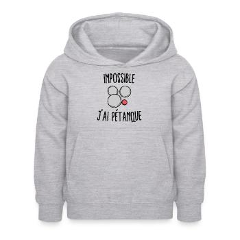 Impossible j'ai pétanque - Sweat à capuche Enfant - gris clair chiné - Devant - AI Model Kid Female (0cm)