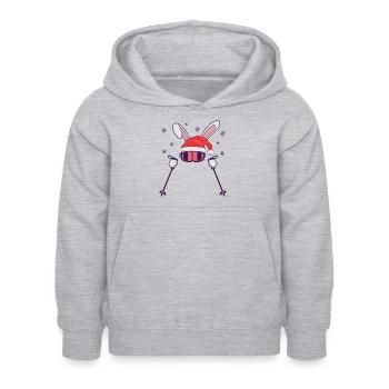 Skiing Santa Rabbit with Santa Hat and ski poles - Kids Hoodie - light heather grey - Front - AI Model Kid Female (0cm)