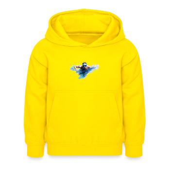 La natation est un sport populaire - Sweat à capuche Enfant - jaune - Devant - AI Model Kid Female (0cm)