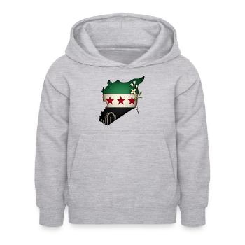 flagge syrien - syrien map - Kinder Hoodie - Hellgrau meliert - Vorne - AI Model Kid Female (0cm)