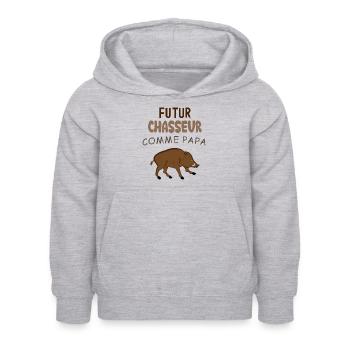 Futur Chasseur Comme papa Cadeau Enfant et Bébé - Sweat à capuche Enfant - gris clair chiné - Devant - AI Model Kid Female (0cm)