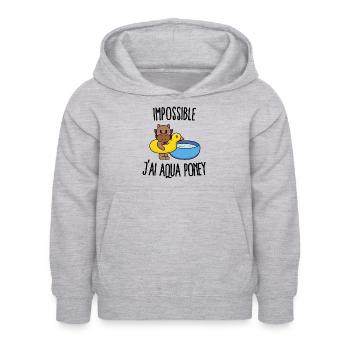 Impossible j'ai aqua poney - Sweat à capuche Enfant - gris clair chiné - Devant - AI Model Kid Female (0cm)