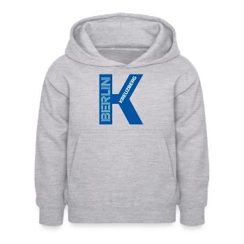 K wie Kreuzberg blau - Kinder Hoodie - Hellgrau meliert - Vorne - AI Model Kid Female (0cm)