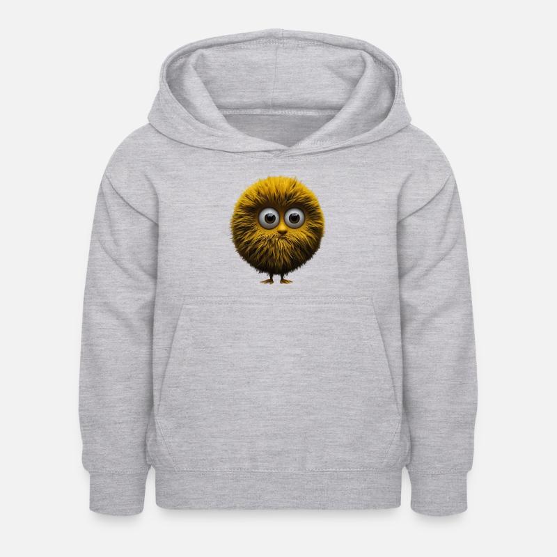 Drôle de créature avec de grands yeux ronds et de la fourrure - Sweat à capuche Enfant - gris clair chiné