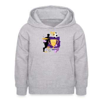 Calcio - Campioni - Felpa con cappuccio per bambini - grigio chiaro melange - Fronte - AI Model Kid Female (0cm)