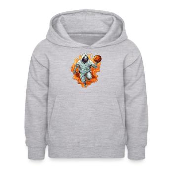 Basketball Gespenst - Kinder Hoodie - Hellgrau meliert - Vorne - AI Model Kid Female (0cm)
