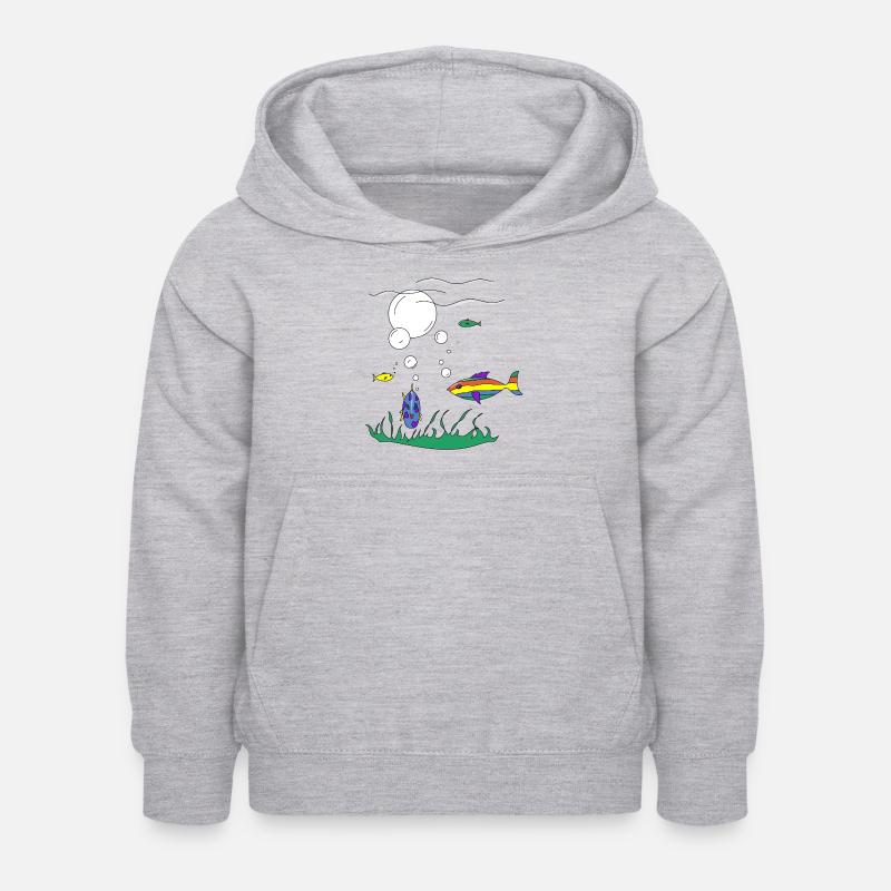 Poissons dans la mer - Sweat à capuche Enfant - gris clair chiné