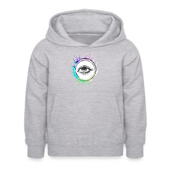 Symbole des yeux cils - Sweat à capuche Enfant - gris clair chiné - Devant - AI Model Kid Female (0cm)