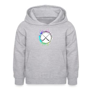 Feldhockey symbol bunt - Kinder Hoodie - Hellgrau meliert - Vorne - AI Model Kid Female (0cm)