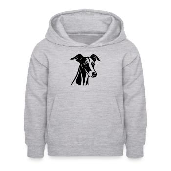 Tête de chien lévrier - Sweat à capuche Enfant - gris clair chiné - Devant - AI Model Kid Female (0cm)