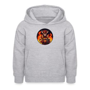 Teufel Feuerwehr - Kinder Hoodie - Hellgrau meliert - Vorne - AI Model Kid Female (0cm)