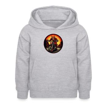 Teufel Motorrad / Motorradfahrer Teufel - Kinder Hoodie - Hellgrau meliert - Vorne - AI Model Kid Female (0cm)