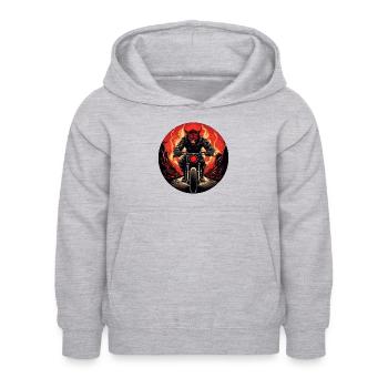 Teufel Motorrad / Motorradfahrer Teufel - Kinder Hoodie - Hellgrau meliert - Vorne - AI Model Kid Female (0cm)