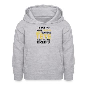 Brebis Mouton Agneau Laine Humour Ferme Agricole - Sweat à capuche Enfant - gris clair chiné - Devant - AI Model Kid Female (0cm)