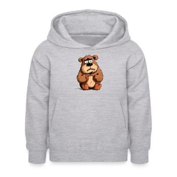 Jacky, der mürrische Bär - Kinder Hoodie - Hellgrau meliert - Vorne - AI Model Kid Female (0cm)