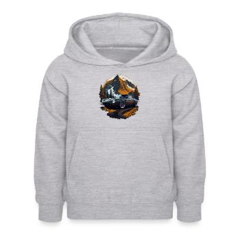 Sportwagen, Oldtimer, Berge, Straße - Kinder Hoodie - Hellgrau meliert - Vorne - AI Model Kid Female (0cm)