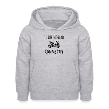 Bebe motard cadeau naissance moto - Sweat à capuche Enfant - gris clair chiné - Devant - AI Model Kid Female (0cm)