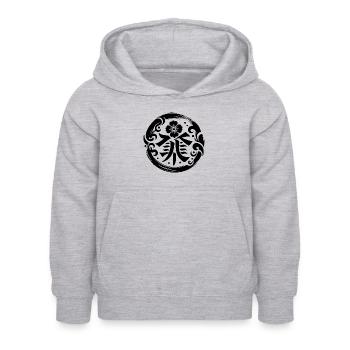 Écusson du Clan des Fleurs - Sweat à capuche Enfant - gris clair chiné - Devant - AI Model Kid Female (0cm)