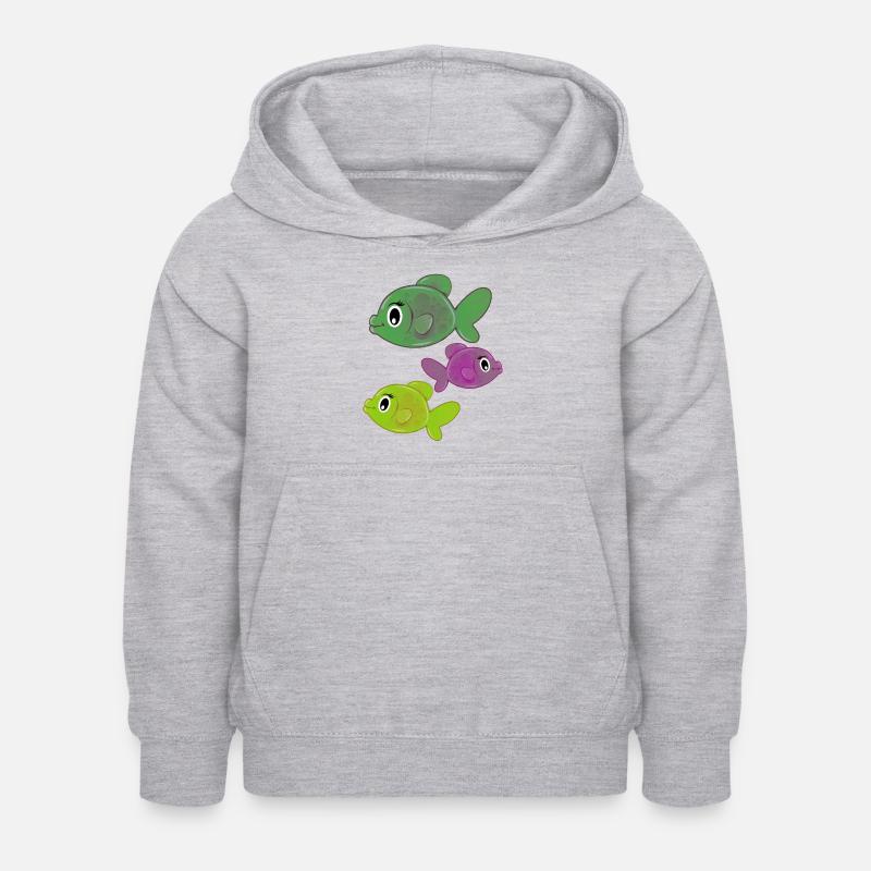 Poissons - Sweat à capuche Enfant - gris clair chiné
