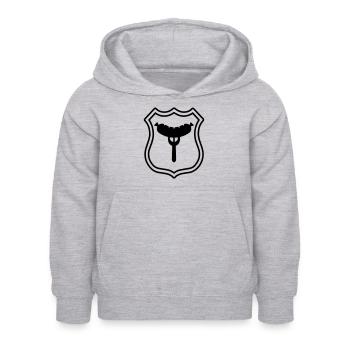 Armoiries de la fourchette à saucisse - Sweat à capuche Enfant - gris clair chiné - Devant - AI Model Kid Female (0cm)