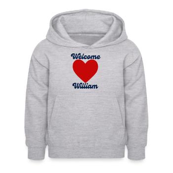 Willkommen William - Kinder Hoodie - Hellgrau meliert - Vorne - AI Model Kid Female (0cm)