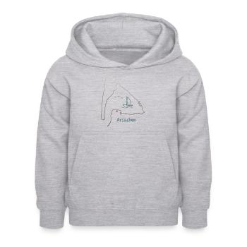 carte BA - Sweat à capuche Enfant - gris clair chiné - Devant - AI Model Kid Female (0cm)
