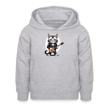 Cat Rocker Cat HardRock Gift - Sweat à capuche Enfant - gris clair chiné - Devant - AI Model Kid Female (0cm)