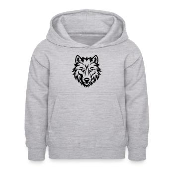 Tête de loup - Sweat à capuche Enfant - gris clair chiné - Devant - AI Model Kid Female (0cm)