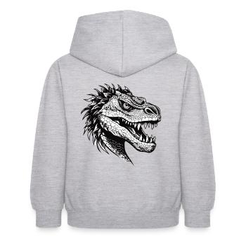 Tête de dragon Illustration Noir Blanc - Sweat à capuche Enfant - gris clair chiné - Dos - AI Model Kid Female (0cm)