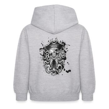Tentakel-Piraten - Kinder Hoodie - Hellgrau meliert - Hinten - AI Model Kid Female (0cm)