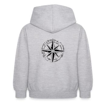 Rose des vents sketch - Sweat à capuche Enfant - gris clair chiné - Dos - AI Model Kid Female (0cm)