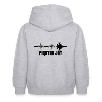 Avion de chasse heartbeat - Sweat à capuche Enfant - gris clair chiné - Dos - AI Model Kid Female (0cm)