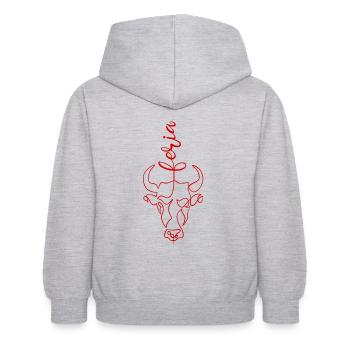 Feria taureau single line art - Sweat à capuche Enfant - gris clair chiné - Dos - AI Model Kid Female (0cm)
