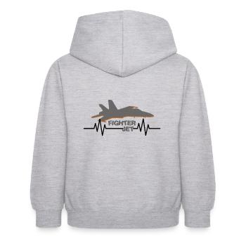 Avion de chasse ligne de vie - Sweat à capuche Enfant - gris clair chiné - Dos - AI Model Kid Female (0cm)