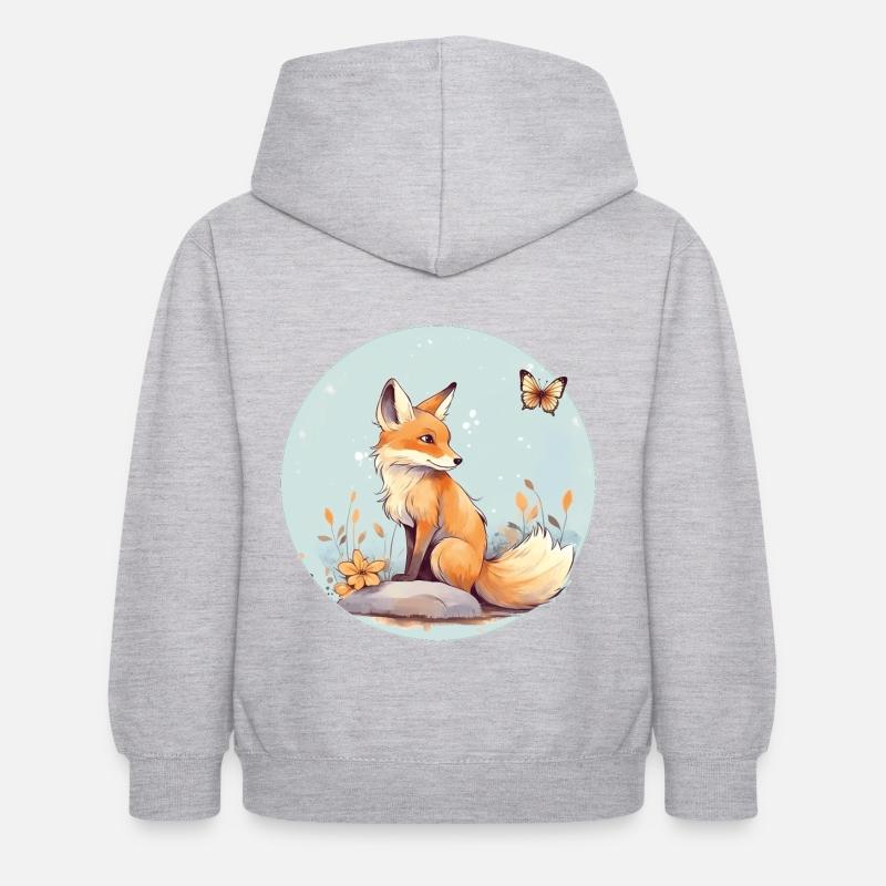 Renard mignon - Sweat à capuche Enfant - gris clair chiné