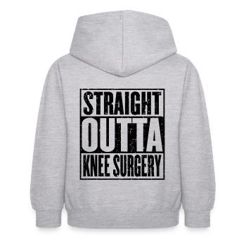 Gerade Knieoperation - Kinder Hoodie - Hellgrau meliert - Hinten - AI Model Kid Female (0cm)