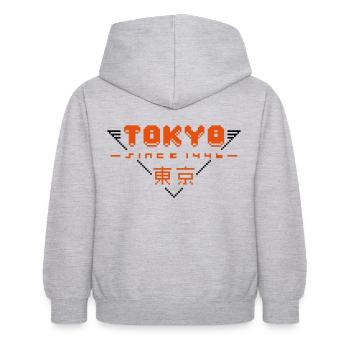 pixel tokyo - Kinder Hoodie - Hellgrau meliert - Hinten - AI Model Kid Female (0cm)