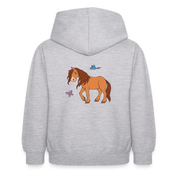Pferd Kinder - Kinder Hoodie - Hellgrau meliert - Hinten - AI Model Kid Female (0cm)