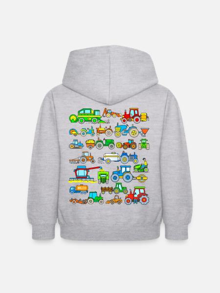 Traktor Traktor Landbrugsmaskiner Gård - Hoodie til børn - lysegrå meleret