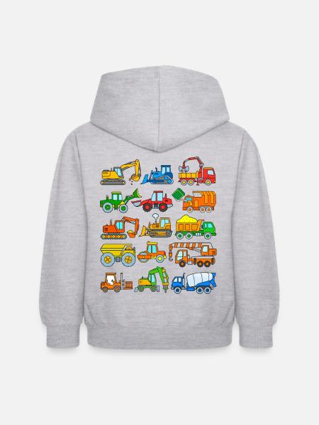 Baustellenfahrzeuge Baumaschinen Baufahrzeuge LKW - Kinderhoodie - lichtgrijs gemêleerd