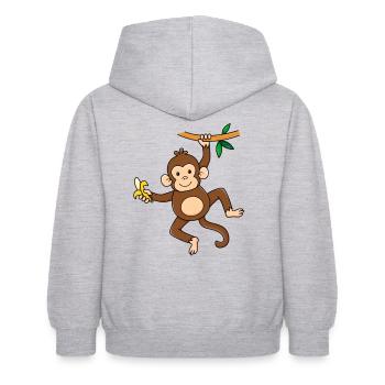 Monkey with banana - Kids Hoodie - light heather grey - Back - AI Model Kid Female (0cm)