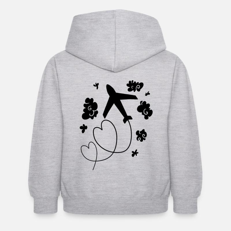Avion - Sweat à capuche Enfant - gris clair chiné