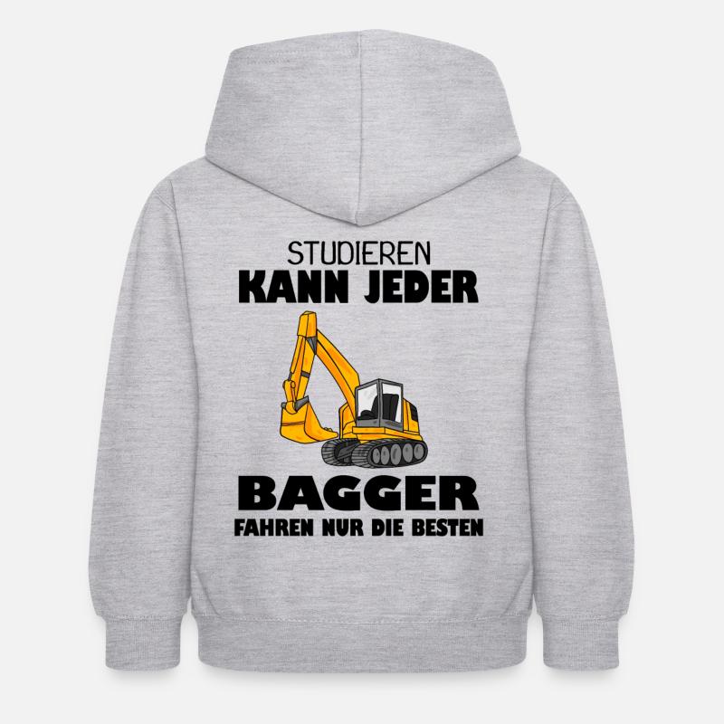 Bagger Baggerfahrer Spruch - Kinder Hoodie - Hellgrau meliert