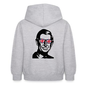 King Charles Sunglasses - Kinder Hoodie - Hellgrau meliert - Hinten - AI Model Kid Female (0cm)