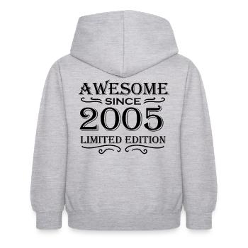 2005 - Kinder Hoodie - Hellgrau meliert - Hinten - AI Model Kid Female (0cm)