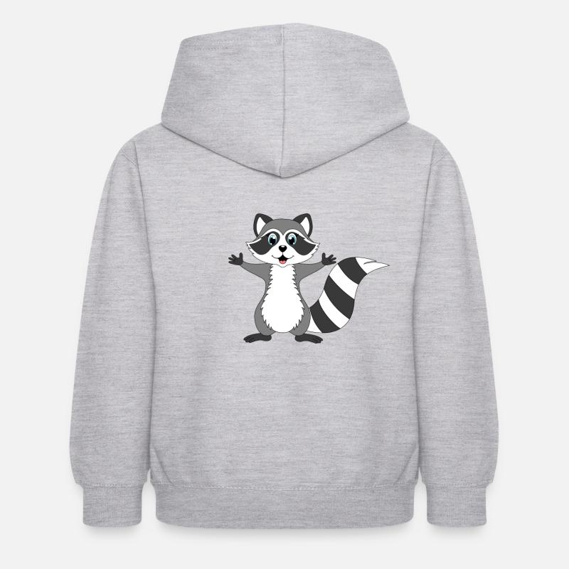 Waschbär - Kinder Hoodie - Hellgrau meliert