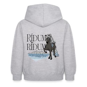 Ridum Ridum - Mystical Tölter - Magic Islandpferd - Kinder Hoodie - Hellgrau meliert - Hinten - AI Model Kid Female (0cm)