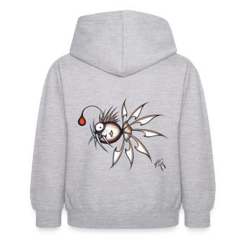 Abgrund - Kinder Hoodie - Hellgrau meliert - Hinten - AI Model Kid Female (0cm)