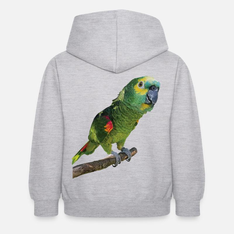 Die Blaustirnamazone - Kinder Hoodie - Hellgrau meliert